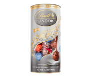 LINDT LINDOR TUBE SILVER WITH FOUR FLAVOURS (MILK, HAZELNUT, MILK AND WHITE, DOUBLE CHOCOLATE) 400G